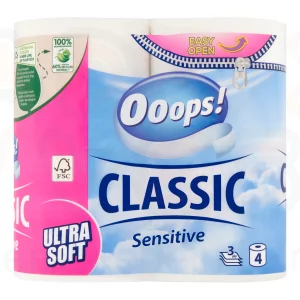 Ooops! Classic toalettpapír 4 tekercs 3 rétegű Sensitive
