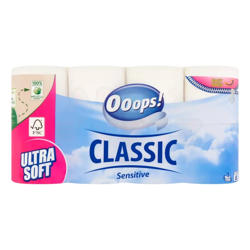 Ooops! Classic toalettpapír 8 tekercs 3 rétegű Sensitive Kép