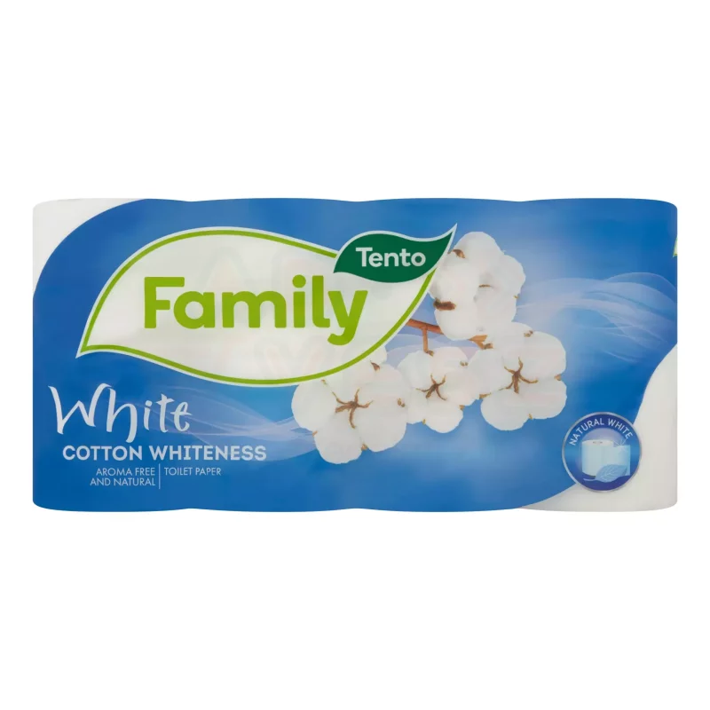 TENTO toalettpapír Family Cotton White 2 rétegű 8 tekercses Kép