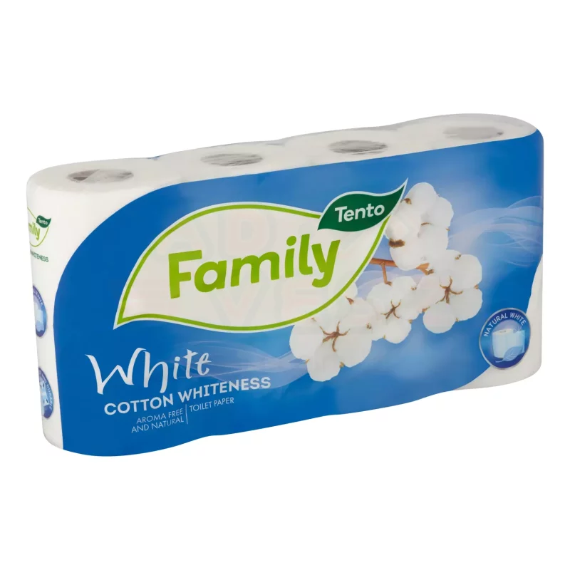 TENTO toalettpapír Family Cotton White 2 rétegű 8 tekercses Kép